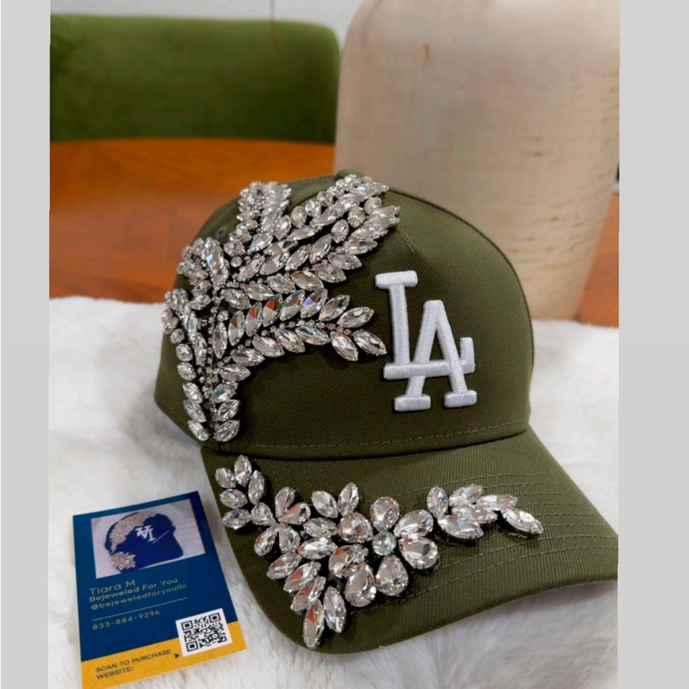 Green Los Angeles Dodgers SnapBack Hat with Crystal Embellishments